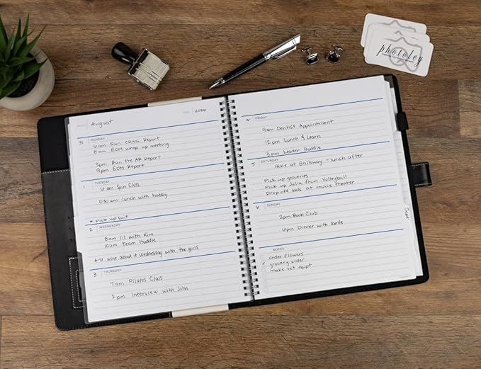 See It Bigger Large 15-Month Padfolio Undated Planner – Black 11.75"x10" Monthly & Weekly Dated Organizer with Removable Lined Notebook, Interior Pockets, and Large Print for Work & Personal Use