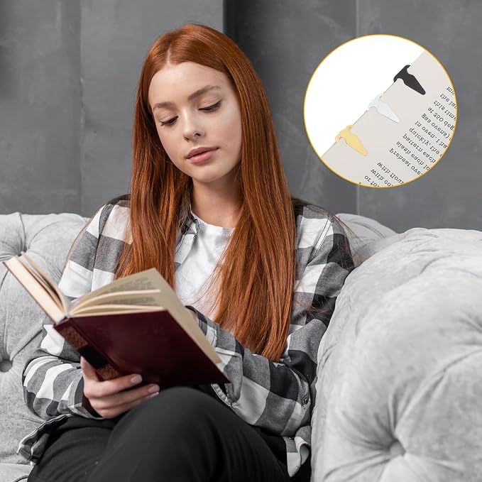150Pcs Book Darts Bookmarks Metal Page Clips Book Darts for Reading Portable Books Markers for Reading Teachers Students Books Lovers School Work Stainless Steel (Silver, Gold, Black)