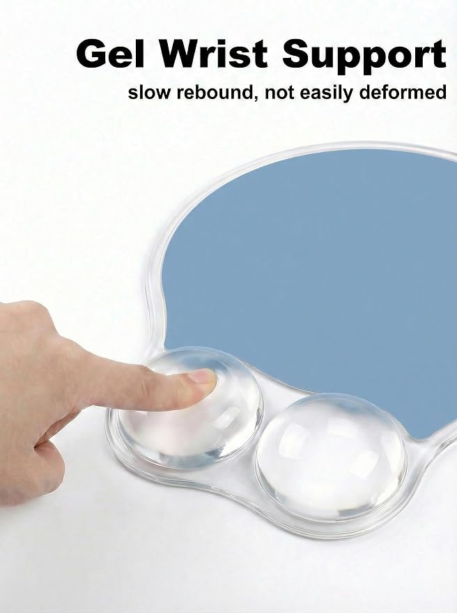 Ergonomic Gel Mouse Pad Wrist Rest Support for Desk, PU Base, Smooth Surface, Crystal Gel Cushion, Non-Slip Stability, Mousepad for Office/Home/Study Blue AMP-01