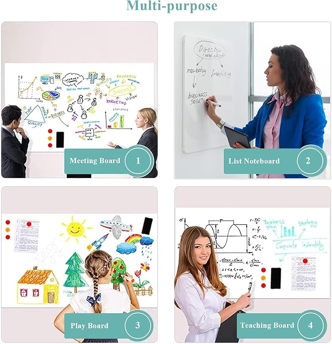 White Board Adhesive Contact Paper, 18" x 24" Stick on Magnetic Whiteboard Roll, Dry Erase Board for Wall, Easy to Write and Clean Magnetic Board