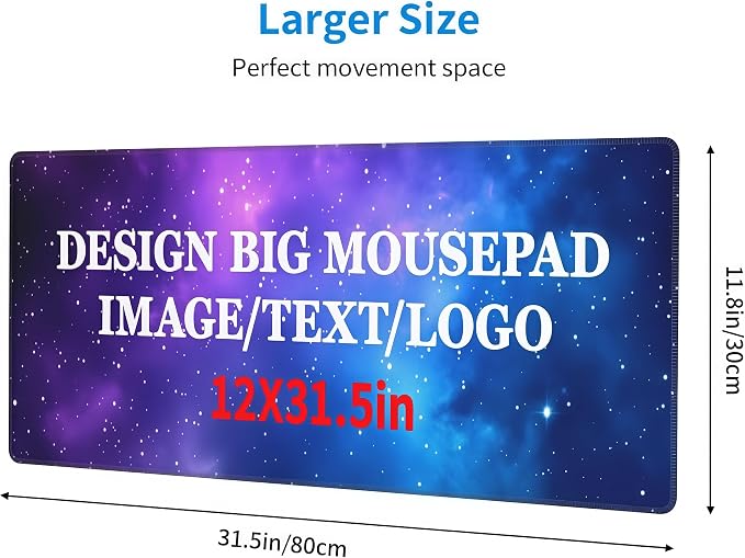Custom 12" X 31.5" Desk Mat with Photo Logo Text, Personalized Mouse Pad with Picture, Custom Big Mouse Pads for Desk, Gift for Men Dad Husband on Birthday Anniversary Christmas
