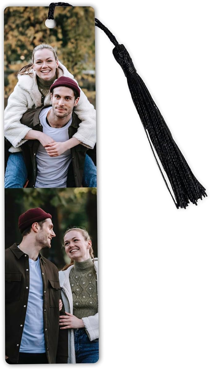 Custom Metal Bookmark with Personalized Photo and Text (2 Images)