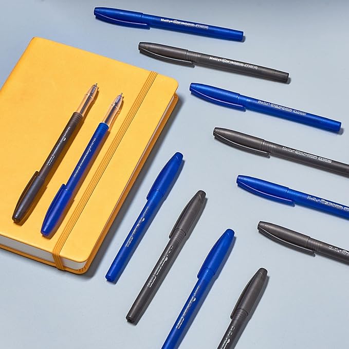 Helix Oxford Curve Ballpoint Pens (x10 Pack Black Ink) with Plastic Free Packaging