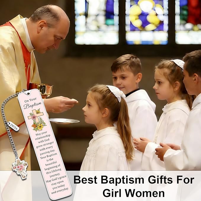 Baptism Gifts for Teen Girl Women 2026 - Christian Bookmarks Baptism Gifts for Girls 8-10, Religious Bookmarks Catholic Baptismal Christening Gift for Girls, Easter Basket Stuffers for Teens Adults