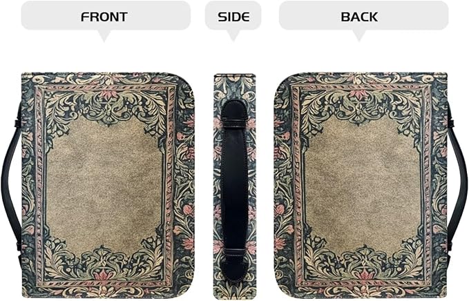 Vintage Bible Holder Case for Women Bible Cover Bags Floral Pattern with Handle Fits for Standard Size Bible Bible Study Accessories Supplies-Size：M