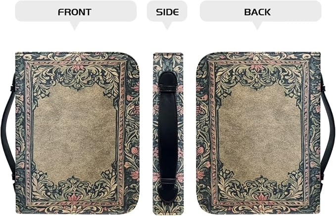 Vintage Bible Holder Case for Women Bible Cover Bags Floral Pattern with Handle Fits for Standard Size Bible Bible Study Accessories Supplies-Size：XL