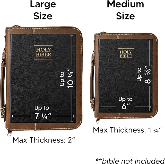 Personalized Vegan Leather Zippered Bible Cover – Custom Engraved Scripture Journal Case with Handle, Pen Holder & Pocket – Fits Large & Medium Bibles