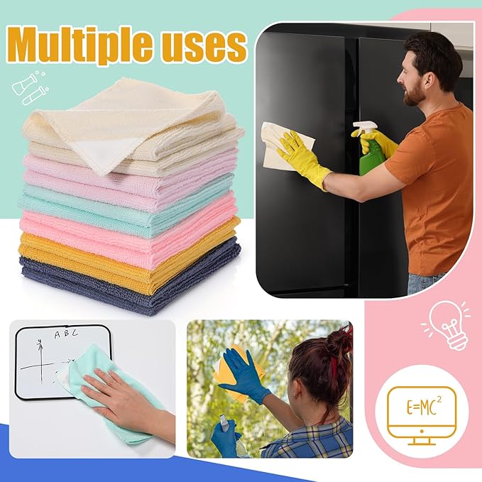 Fanfanwin 12 Pcs Magnetic Cleaning Cloth Dry Erasers for White Boards 9.84" x 9.84" Extra Strong Magnetism Microfiber Whiteboard Eraser for Blackboards Classroom Home Reusable Washable