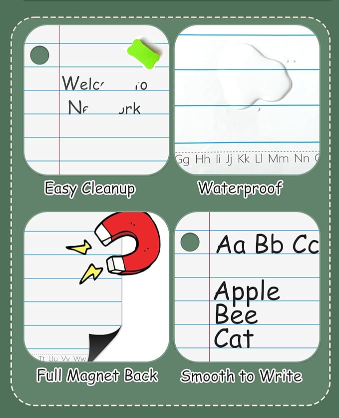 Dry Erase Giant Sized Magnetic Notebook Paper, Handwriting Lined Paper for Classroom Whiteboard Accessories, Dry Erase Notebook Teaching Aids, Homeschool Teaching Supplies 17" x 22"