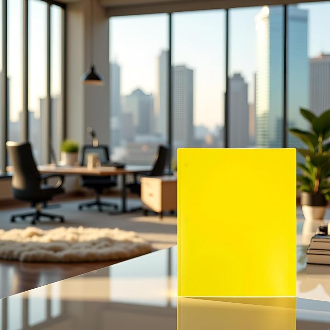 1Pcs 2Pocket Yellow Plastic Pocket Folders with Prongs,Muticolor Heavy Duty Folder Business Card Holder,Poly for School and Office, with Pockets Back to School Supplies Folders Filing Products