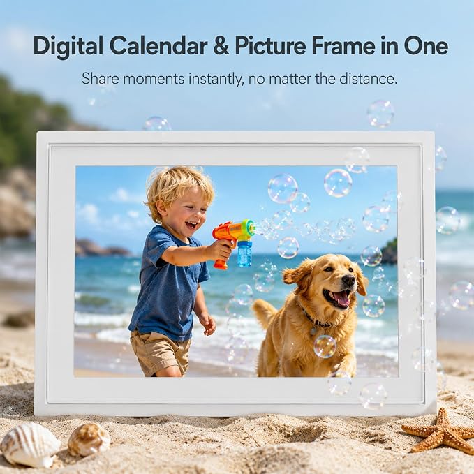 Digital Calendar with Touch Screen - 10.1 Inch Wall-mounted Smart Electronic Planner with Third-Party Calendar Sync, Chore Tracker, Meal Plan & Photo Display, Gifs for Mom