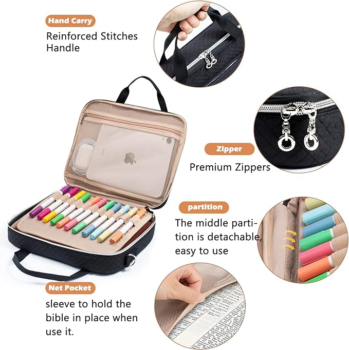 Aplufine Large Bible Case for Women-Bible Covers-Bible Carrying Case-Book Bags and Totes for Women with Detachable Shoulder Strap, Bible Gift