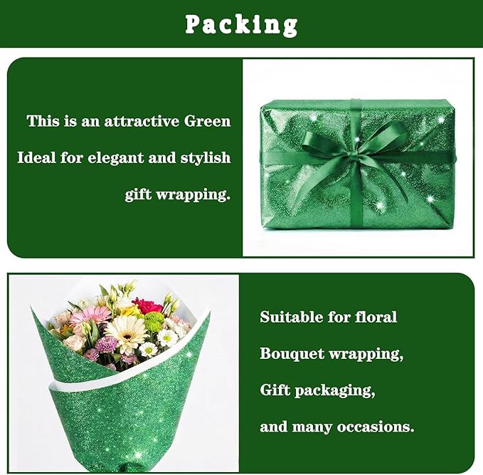 16" × 30ft Green Glitter Bulletin Board Roll Reusable Board Background Paper Wallpaper DIY Art Poster Paper Classroom Bulletin Board Decor for School Office Arts Crafts Home Wall Decor Supplies