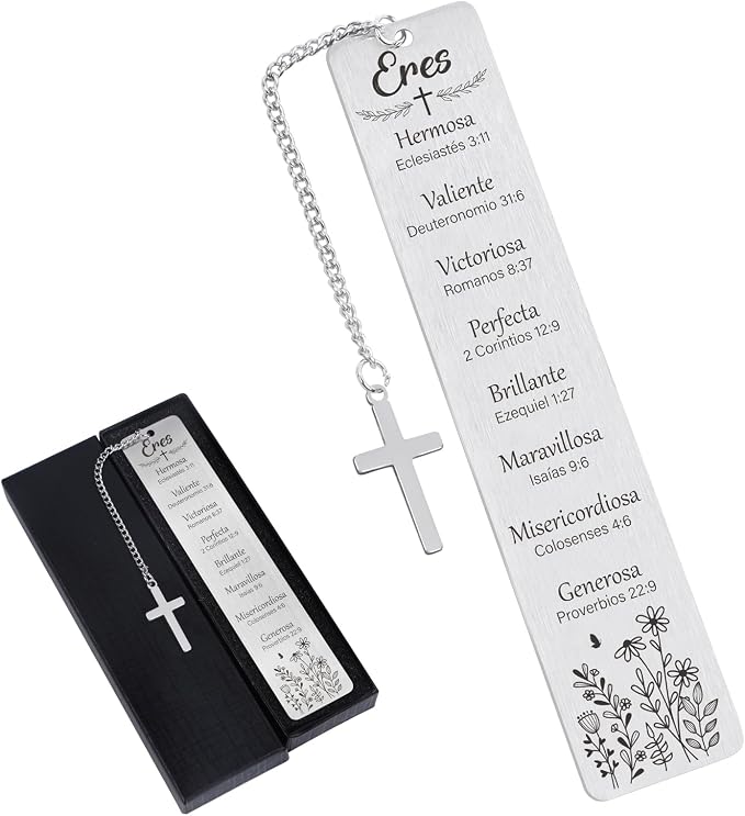 Spanish Christian Bookmarks Gifts - Inspirational Spanish Bible Verse Bookmark for Reading Women Religious Bible Accessories with Cross for Hispanic Friends Birthday Baptism Graduation Gift