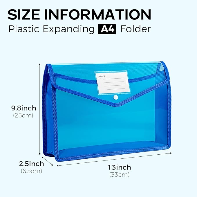 Plastic Expanding File Folder, Folders for Documents, Transparent Envelopes with Elastic Closure, File Folder Organizer Holder, Large Capacity, Fit Letter/A4 Size (Yellow-1Pcs)