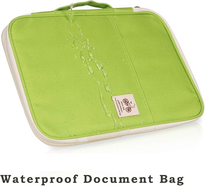 JAKAGO A4 Travel Portfolio Multifunctional Document Organizer Zippered Case for Office Supplies (green)