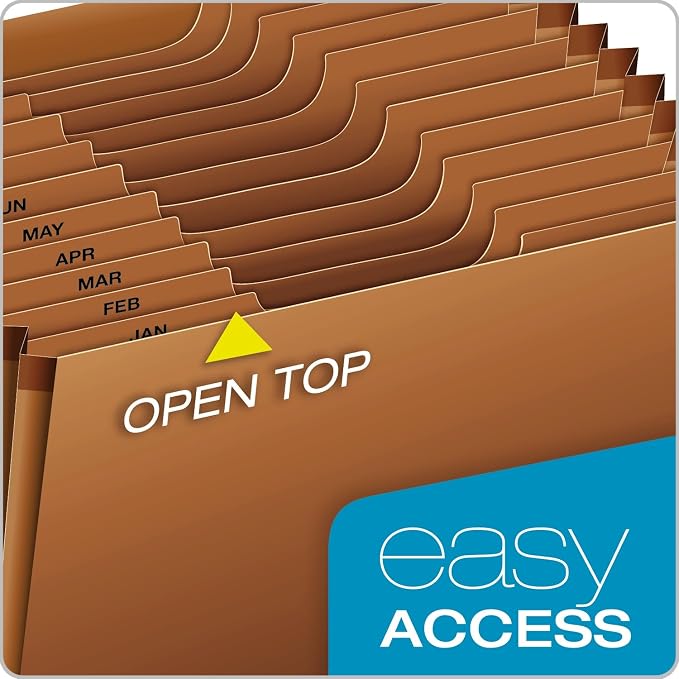 Globe-Weis PFXR217MHD /Pendaflex Heavy-Duty Expanding File,Open Top,12 Pockets,Monthly Index,Letter Size,Brown (R217MHD),(Pack of 5)