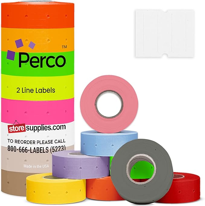 Custom Price and Date Labels for Perco Pro 2 Line Guns - Choose Color, Font and Imprint - 1 Sleeve, 6,000 Labels