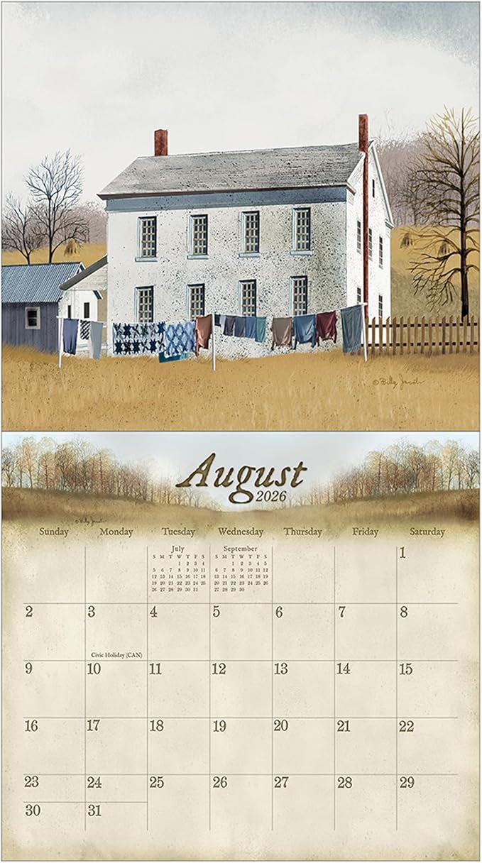 Legacy Publishing Group 2026 Wall Calendar 12-Month Schedule Organizer 12 x 13 Inch Paper With Brass Grommet The Road Home