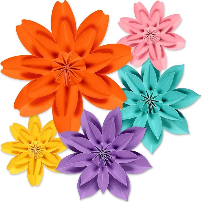 Spring 3D Paper Flowers Bulletin Board for Wall Classroom Decorations Floral Craft Large Paper Flowers Colorful Premade School Home Party Supplies Decor for Photo Backdrops Door Celebrations Favor