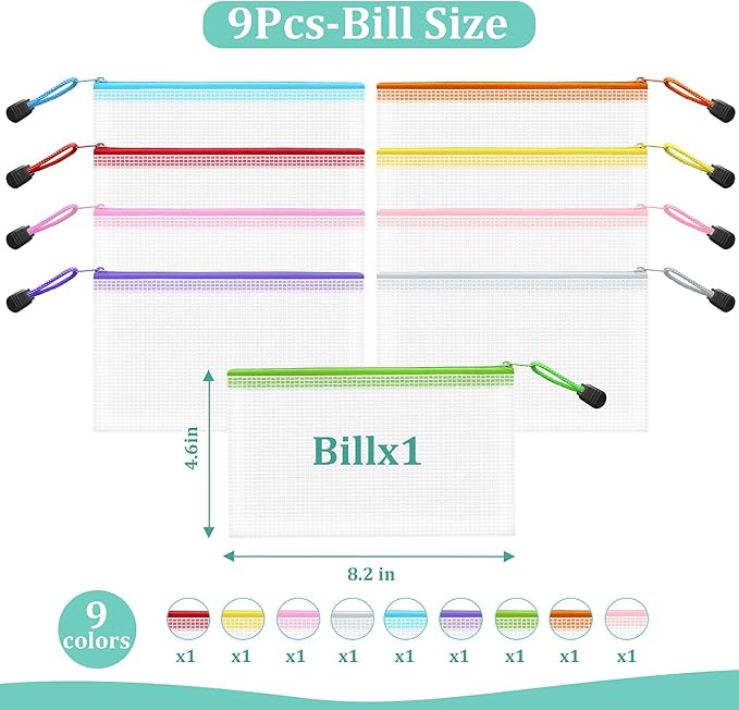 9pcs Mesh Zipper Pouch Bags - Small, 8.1x4.8 Inches Reusable Pencil Bags, 9 Colors Pencil Pouch Bulk, Reusable Pencil Bags for Office Supplies, Travel Storage