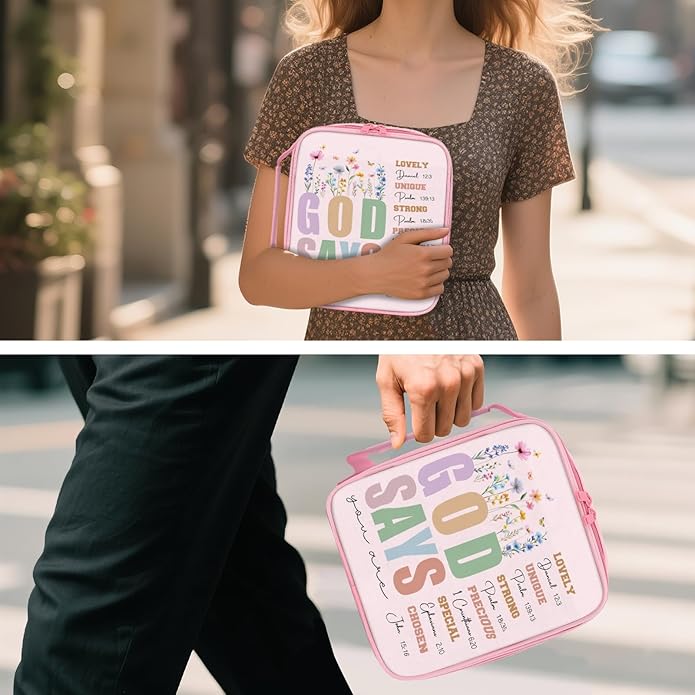 Bible Cover for Women, Bible Holder, Bible Cover With Handles, Bible Carrying Case, Bible Bags With Zipper and Pockets