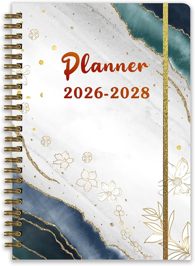 2026-2028 Monthly Planner/Calendar - 3 Year Monthly Planner 2026-2028, January 2026 - December 2028, Academic Weekly Organizer with Twin-Wire Binding for Students and Teachers(Golden Flower)