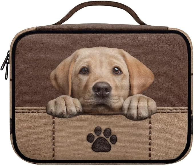 Labrador Paw Print Bible Covers for Women & Men, Bible Organizer Carrying Case with Zippered Pocket Bible Protective Bag, Brown