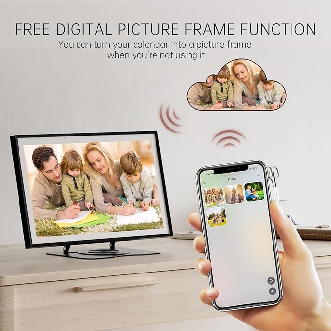 Digital Calendar, 15.6 inch Wall Planner & Chore Chart, Rechargeable Full HD Touchscreen Display, Portable Smart Family Organizer, Event Planner, Desk and Wall mountable, Perfect for Family Schedules - No Subscription (Free Magic Import)