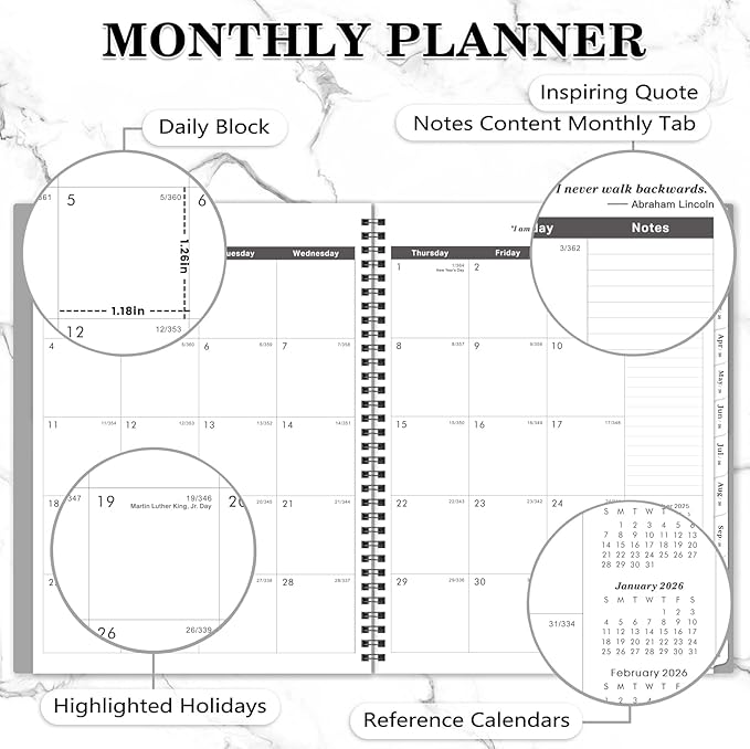 Monthly Planner 2026-2027 - 24 Months Planner 2026, January 2026 - December 2027, 9 x 11 Inch, Monthly Calendar With Tabs, Ample Writing Blocks, Good for School, Home and Office Planning, Coboll