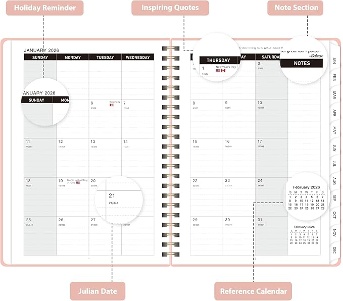 2026 Planner, Weekly and Monthly Calendar Academic Planner, Jan 2026 - Dec 2026, Planning Agenda Book for Desk Accessories and School Supplies - Letter Size(8.5'' x 11'')