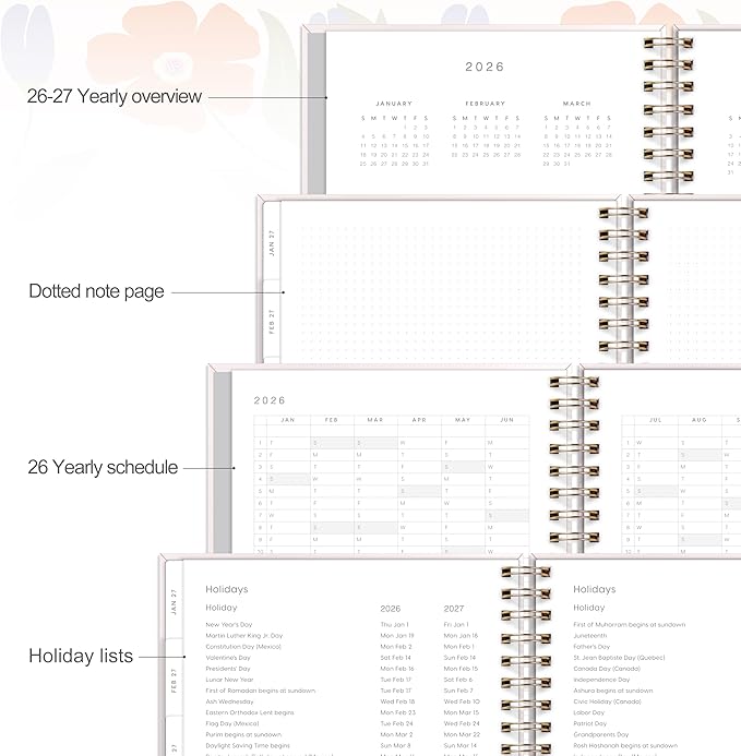 And Per Se 2026 Planner, A4 Size-Daily, Weekly & 18-Monthly Planner, Daily Schedule, Monthly Tabs, 100 GSM Thick Paper(Botanical Floral)