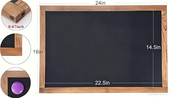 newnewshow 16"x24" Magnetic Chalkboard with Rustic Wood Frame for Wall-Mounted - Multi-Purpose Hanging Sign for Menu, Memo & Doodle