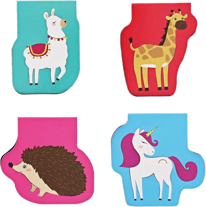 Bookmarks for Kids - 50-Pack Mini Animal Magnetic Bookmarks - 10 Designs, 1.7 x 1.7 in, Multicolor - Clip Markers for Reading & Classroom Essentials