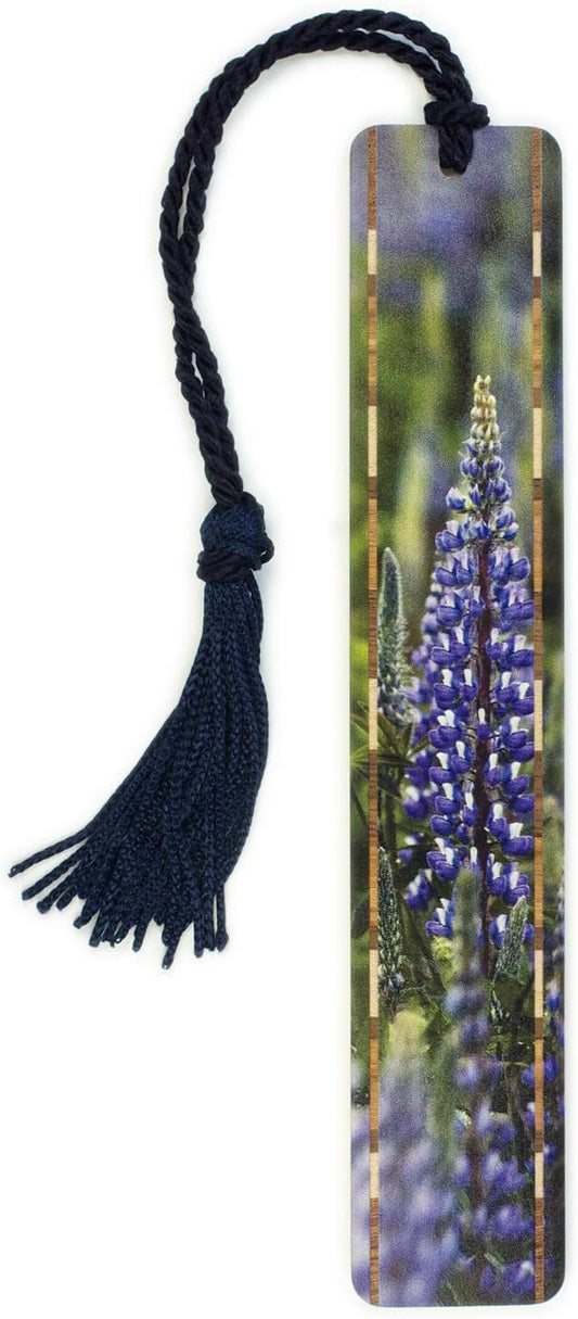 Blue Lupine Wildflowers Personalized Wooden Bookmark | Custom Botanical Wildflower Gift for Flower Lovers, Plant Lovers, Nature Lovers, Gardeners & Readers | Handmade in the USA