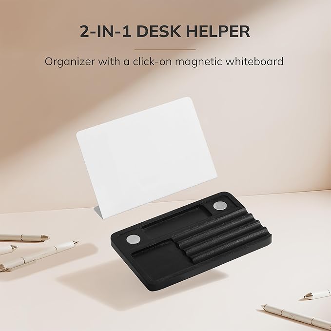Anji Mountain Mango Wood Desk Helper with Whiteboard | Desktop Organizer for Office Desk Accessories, Home Office & School Supplies | Modern Desk Storage & Office Decor Organizer