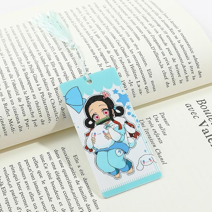 Anime Demon Kamado Acrylic Bookmark - Anime Tanjiron Zenitsu Giyuu Kyoujurou Figure Page Mark Reading Tool, Holiday Gifts for Reading Fans Book Lovers Bookworm (4PCS Set-2)