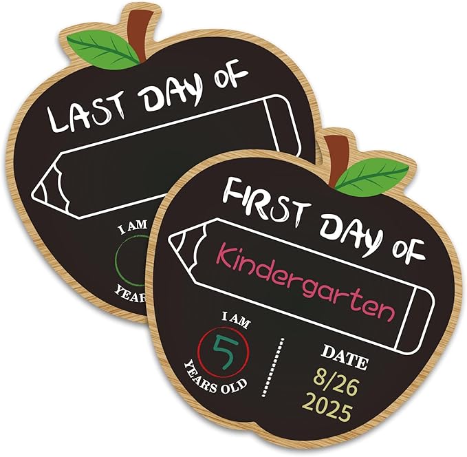 First and Last Day of School Chalkboard 9.8" Double Sided Reusable Back to School Sign for Kids Girls Boys Preschool Pre-K Kindergarten 1st Grade Photo Props 1st Day of Schools Board Gifts