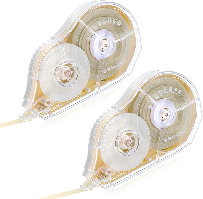 100 Ft Long Correction Tape, Tear-Resistant Beige Correction Tape Smooth Glide Quick Dry Correct Tapes for School Office Supplies, Crafting, Note Taking, Journal (2 Pieces)
