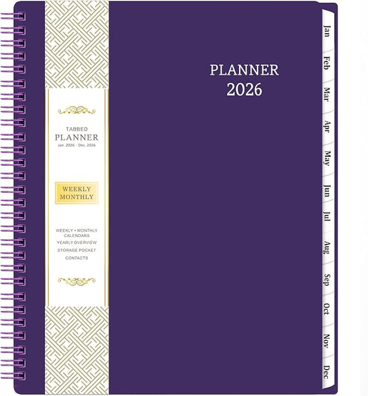 Planner 2026-2027 - 2026 Planner(January - December 2026), 8" x 10", Calendar Planner 2026, 2026 Planner Weekly and Monthly Spiral Bound, Flexible Cover, To-Do List, 12 Monthly Tabs