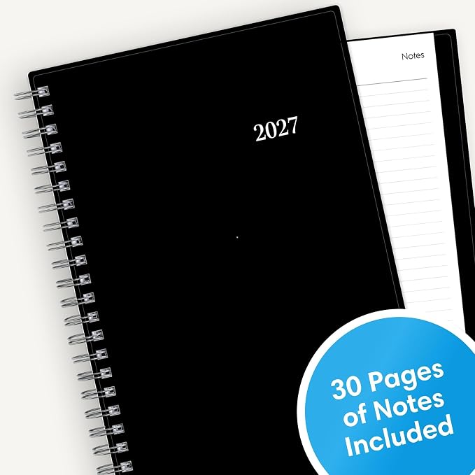 Blue Sky 2027 Weekly and Monthly Planner Calendar Notes, Includes January 2027 - December 2027, 5.875" x 8.625", Flexible Cover, Wirebound, 30 Extra Notes Sheets, Laminated Tabs, Enterprise