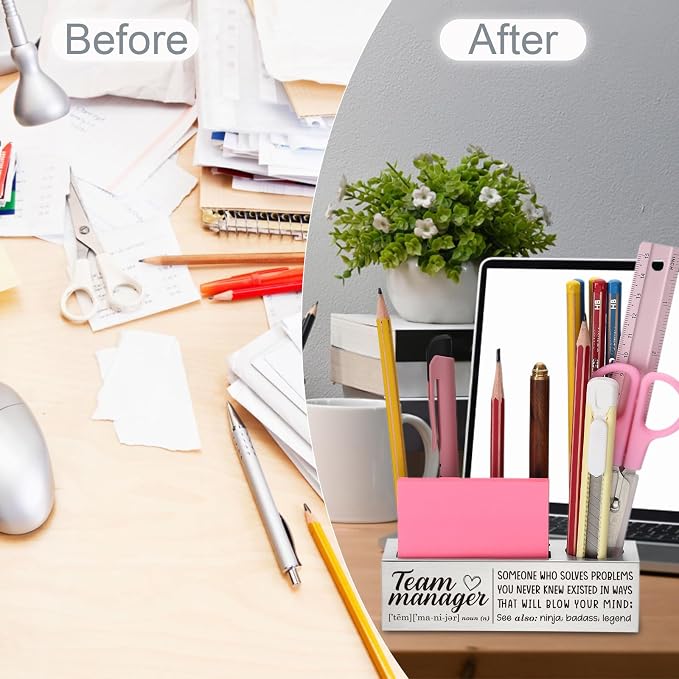 YODOCAMP Thank You Stainless Steel Pencil Holder for Team Manager, Appreciation Gift for Team Manager, Motivational Desk Organizer for Coworkers, Desktop Decor for Office TZC177