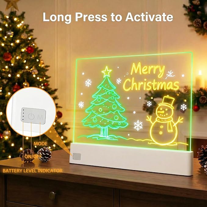 LED Drawing Board with Highlighters, 13.18"X10" Doodle Glow Drawing Board with 3 Modes & 5 Colors, 12 Colored Pen Neon Light Up Writing Tablet Gifts for Kids, Girls, Birthday, Mom Gifts (12 Pen)