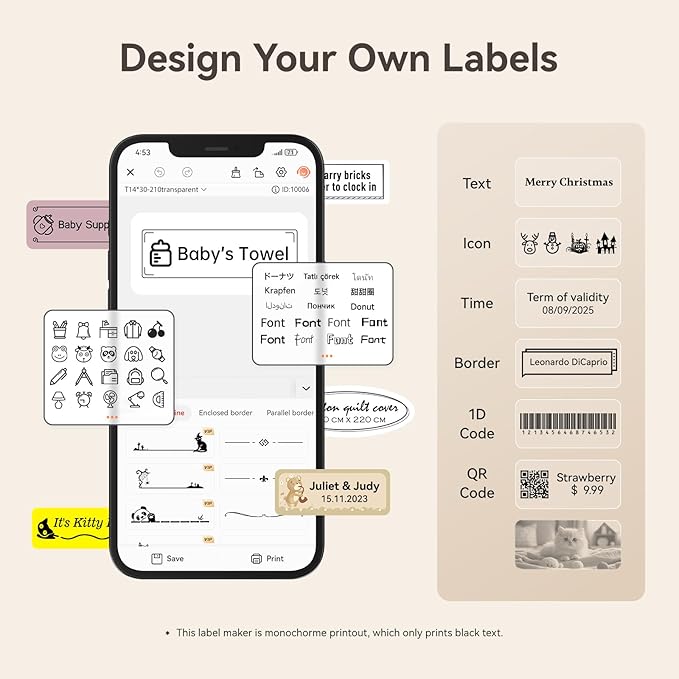 NIIMBOT D11 Label Maker Tape D110 Labels 3Rolls, Self-Adhesive Labeling Tape Replacement 0.55" X 1.57" (14 X 40mm) Thermal Label Refills for Home Office School, 480 Labels/3Rolls, Clear