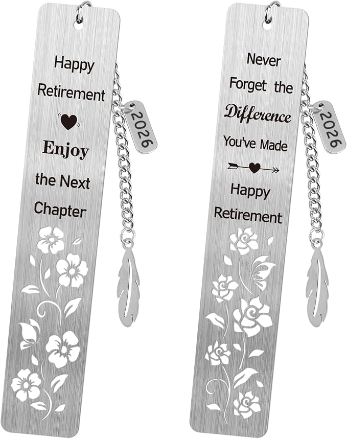 Retirement Gifts for Women 2026Coworker Retirement Bookmarks for Women Men Book Lovers Farewell Going Away Goodbye Appreciation Retirement Gifts for Retired Teacher Nurse Colleagues(2Pcs Metal)
