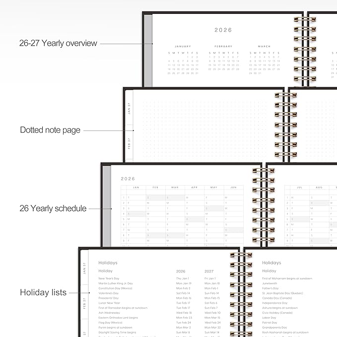 And Per Se 2026 Planner, A4 Size-Daily, Weekly & 18-Monthly Planner, Daily Schedule, Monthly Tabs, 100 GSM Thick Paper(Black)