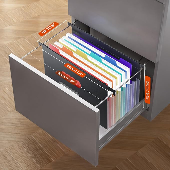 Expanding Hanging File Folders, Plastic Filing Cabinet Organizer 7 Pockets 1.2" Accordion Drawer Organizer Insert Filing Folders Dividers with Colorful Tabs, Letter Size 1 Pack