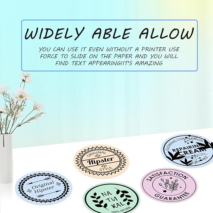 Round Circle Thermal Label Compatible with Phomemo M100/M110/M150/M221/M220/M120/M200/M250 Label Printer,1.96" x 1.96"（50x50 mm, 140 Labels/Roll, Black on Pink & Blue & Khaki & Green,4 Rolls