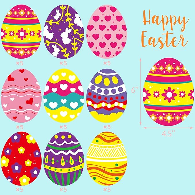 Easter Egg Cutouts for Spring Bulletin Board Classroom Decoration 45Pcs