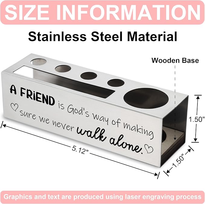 Christian Friendship Pencil Holder for Desk, Engraved Bible Quote Gift for Women Men, Religious Office Organizer for Pens Notes Scissors, Inspirational Christian Decor for Friend Coworker - FBA396